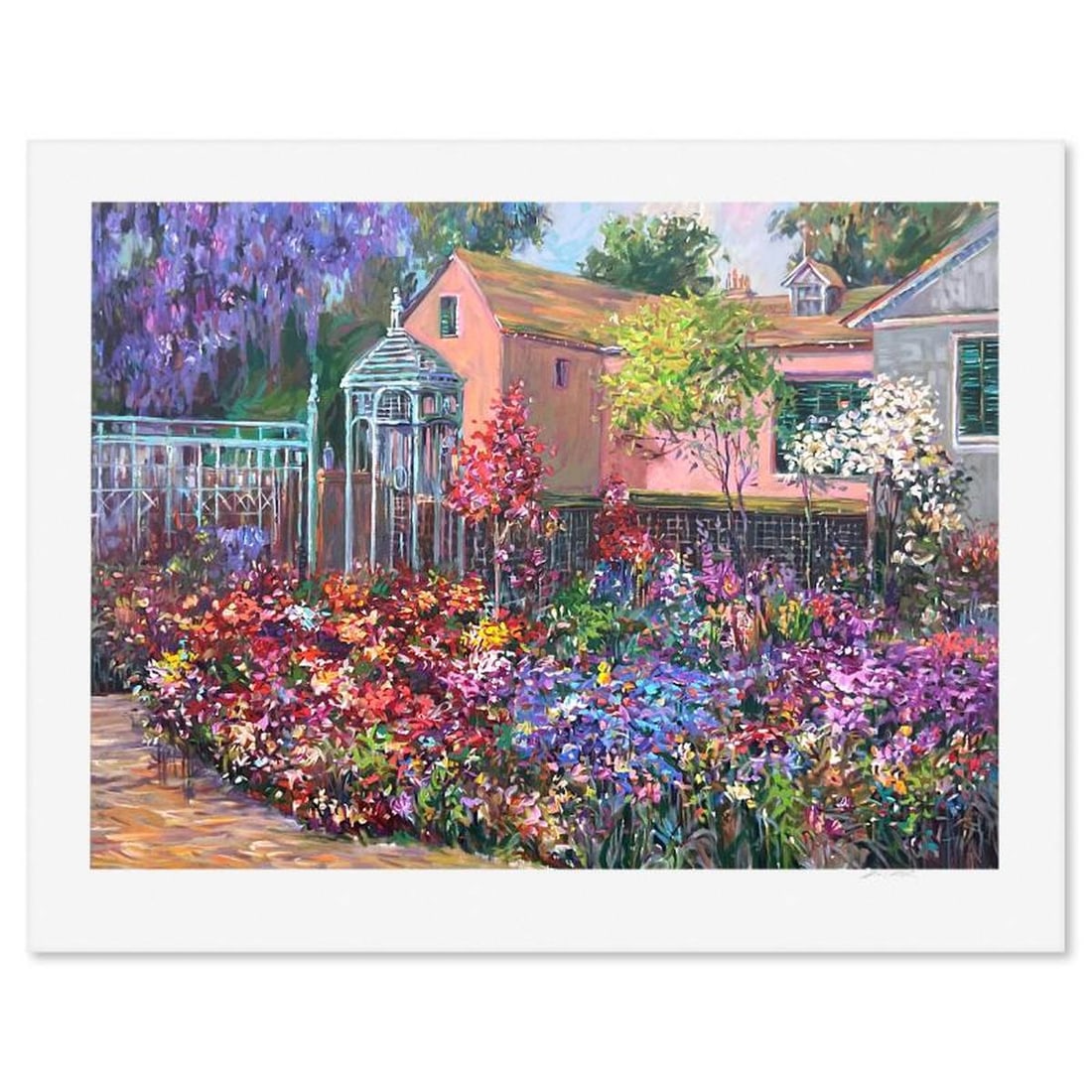 Henri Plisson (1933-2006), "The Country Yard" Limited Edition Serigraph, Numbered and Hand Signed: The Country Yard is a limited edition serigraph on paper by Henri Plisson (1933-2006), numbered and hand signed by the artist. Includes Letter of Authenticity. Measures approx. 30.5" x 38.5" (border),