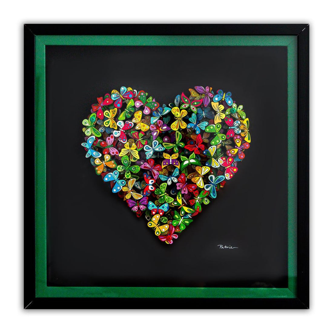 Patricia Govezensky- 3D Multilayered Woodcut "Love in Paradise": Artist: Patricia Govezensky. Medium: 3D Multilayered Woodcut. Title: Love in Paradise. Size: 12" x 12". Measures approx. 20" x 20" (framed). Signature: Hand Signed and numbered by the artist. Certific