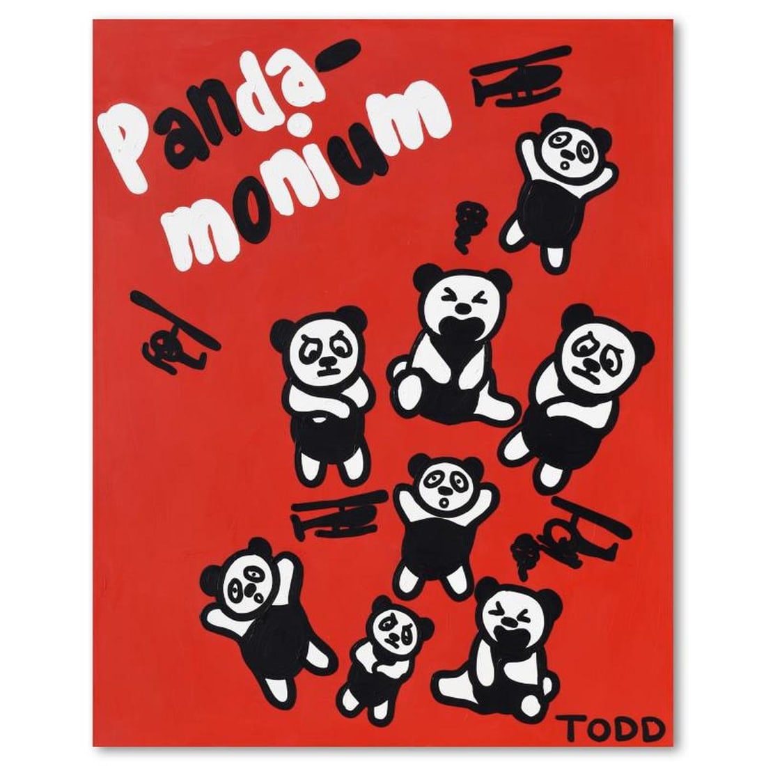 Todd Goldman, "Panda-Monium" Original Acrylic Painting on Gallery Wrapped Canvas (48" x 60"), Hand (1 of 2)