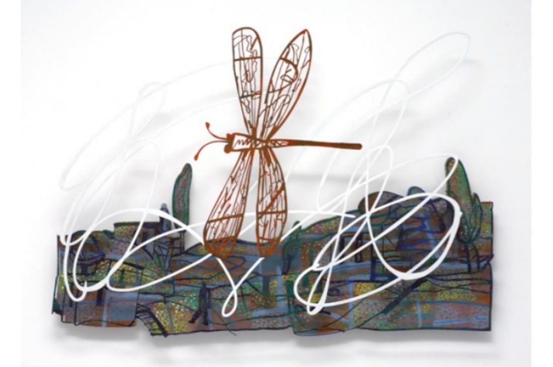 David Gerstein- Mixed Media Cutout Aluminum "FLY VIEW": Artist: David Gerstein. Medium: Mixed Media Cutout Aluminum. Title: FLY VIEW. Size: 47" x 34". Signature: Signed and numbered. Certificate of Authenticity: Is included. Additional: Edition of 75. Refe