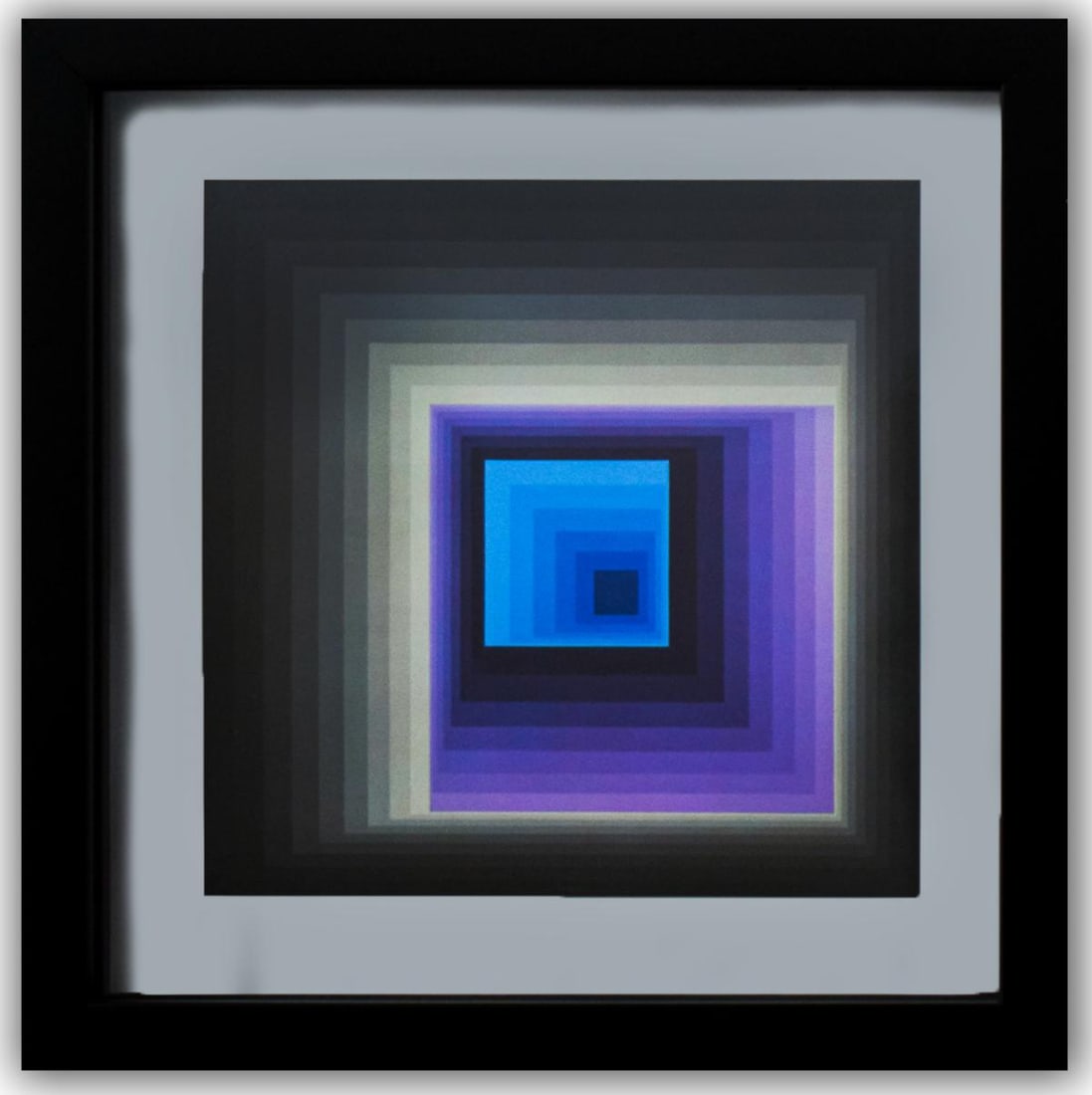 Victor Vasarely- Heliogravure Print "Reytey": Artist: Victor Vasarely. Medium: Heliogravure Print. Title: Reytey. Size: 10" x 10". Measures approx. 12" x 12" (framed). Additional: Custom Framed , 1975. Reference#: 21401.