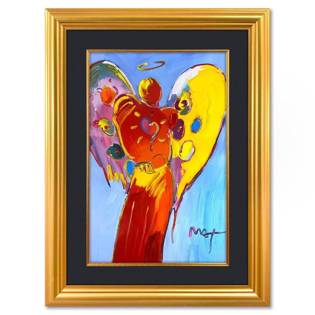 Peter Max, "Angel with Heart" Framed One-of-a-Kind Mixed Media, Hand Signed with Registration Number (1 of 2)