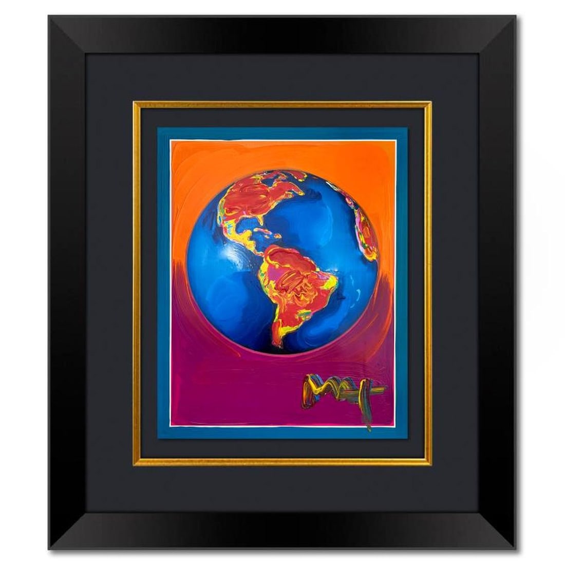 Peter Max, "Clinton Foundation" Framed One-of-a-Kind Mixed Media, Hand Signed with Registration (1 of 2)