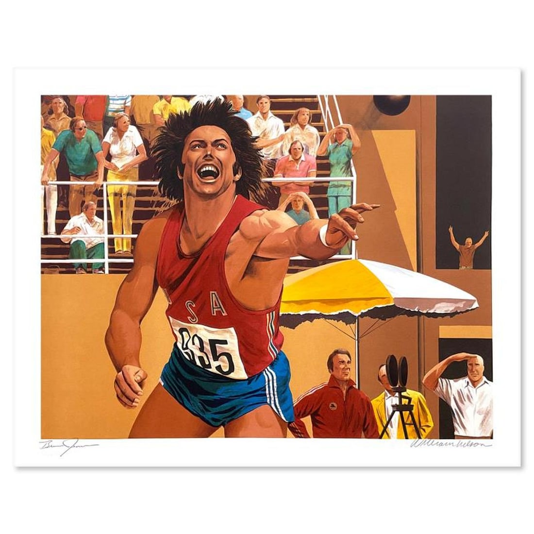William Nelson, "Shot Put: Bruce Jenner" Lithograph, Hand Signed by Bruce Jenner and the Artist with (1 of 3)