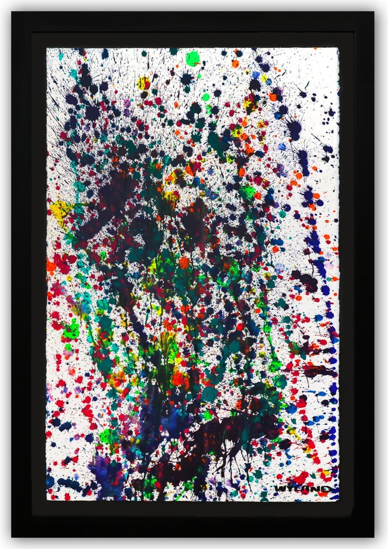 Wyland- Original Watercolor Painting on Deckle Edge Paper "Abstract Drip" (1 of 3)