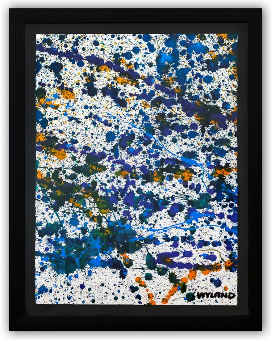 Wyland- Original Watercolor Painting on Deckle Edge Paper "Abstract Drip" (1 of 3)