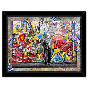 Mr. Brainwash, "M = BW2 Collage" Framed Unique (UNIQ) Mixed Media, Hand Signed with Certificate of (1 of 3)
