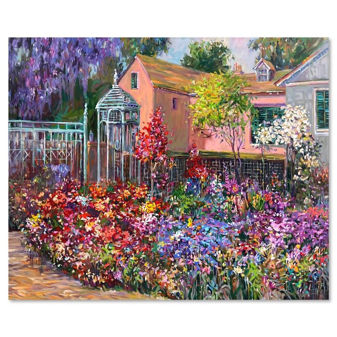 Henri Plisson (1933-2006), "The Courtyard" Limited Edition Printer's Proof on Canvas, Numbered 21/21: The Courtyard is a limited edition printer's proof on stretched canvas by Henri Plisson (1933-2006), numbered 21/21 and hand signed by the artist. Includes Letter of Authenticity. Measures approx. 25"