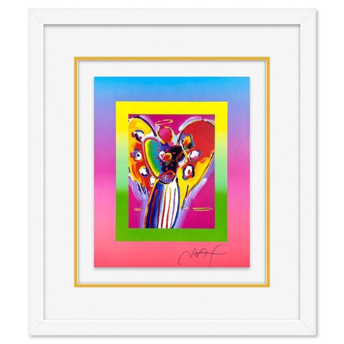 Peter Max, "Angel with Heart on Blends" Framed Limited Edition Lithograph, Numbered and Hand Signed (1 of 2)