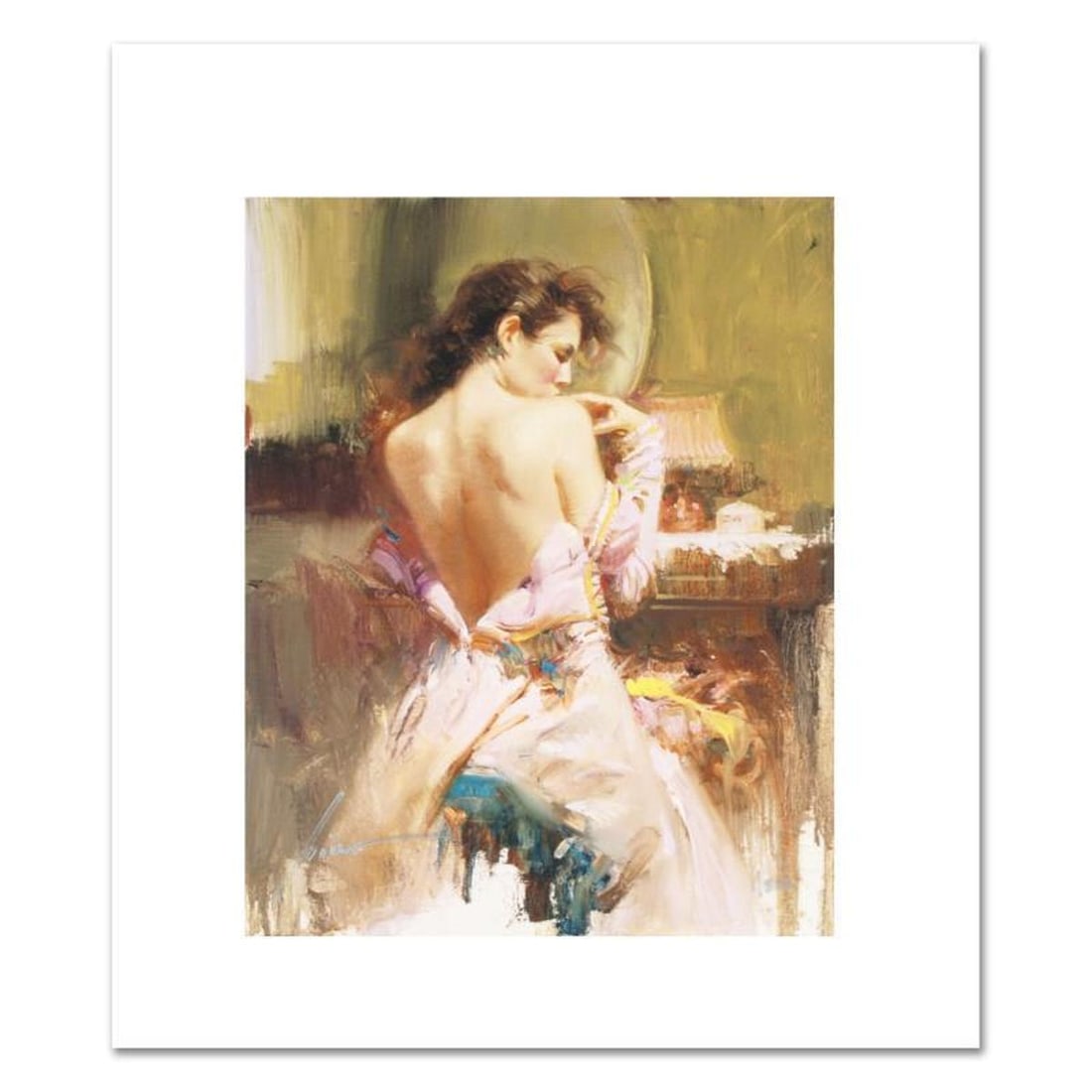 Pino (1939-2010) "Ball Gown" Limited Edition on Canvas, Numbered and Hand Signed with Certificate of: Ball Gown is a limited edition giclee on canvas by Pino (1939-2010), numbered and hand signed by the artist. Includes Certificate of Authenticity. Measures approx. 10 x 8" (image). Reference#: 67002.