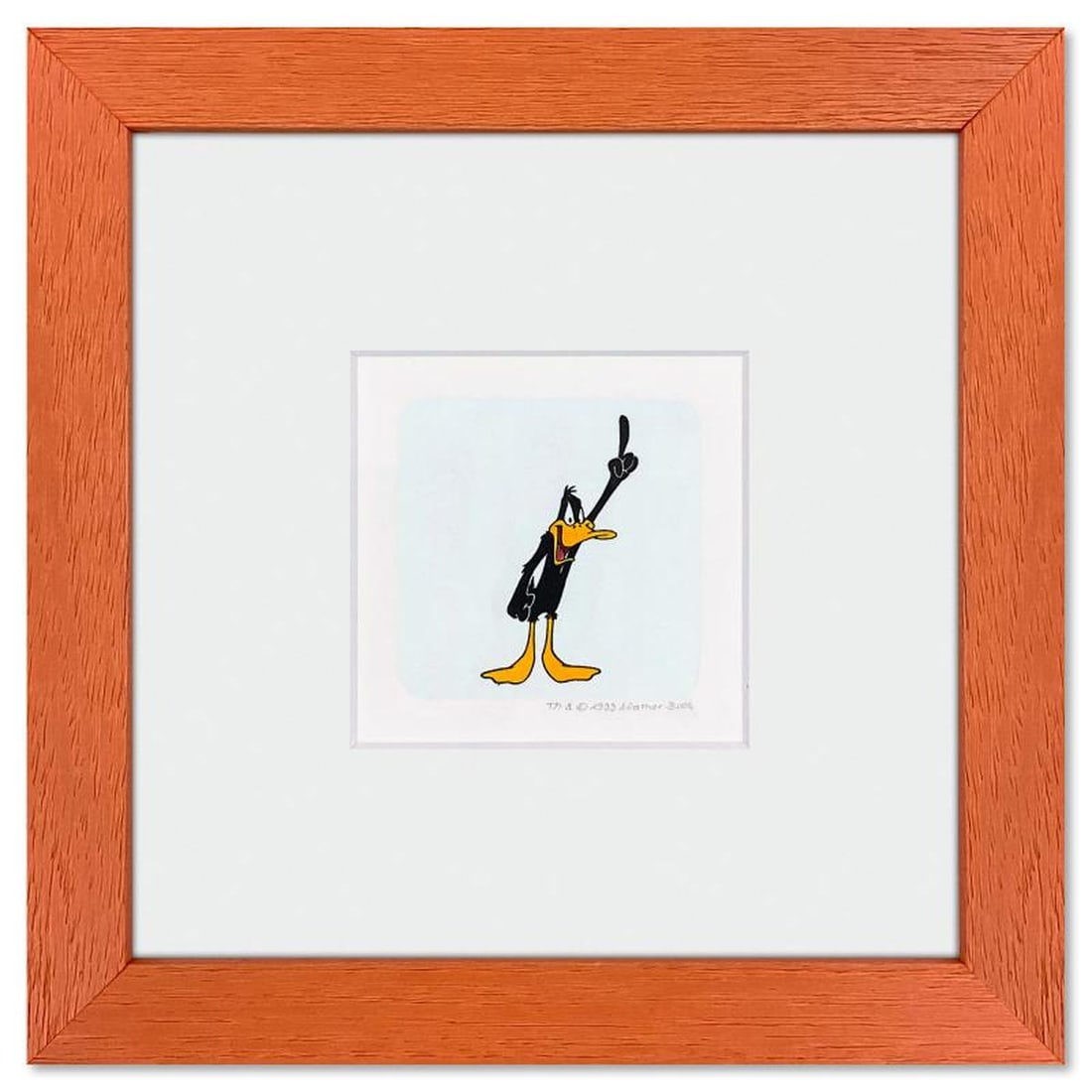 Daffy Duck Framed Limited Edition Etching with Hand Tinted Color from Warner Bros., Numbered with: Daffy Duck is a limited edition etching on paper with hand tinted coloring from Warner Bros., numbered and dated 1999. This piece comes framed. Measures approx. 9" x 9" (frame), 2.5" x 1.5" (image). R