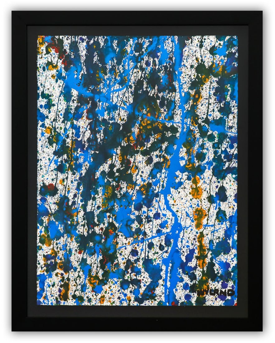 Wyland- Original Watercolor Painting on Deckle Edge Paper "Abstract Drip" (1 of 3)