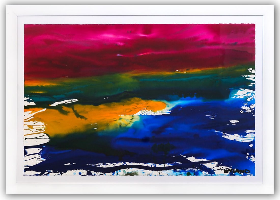 Wyland- Original Watercolor Painting on Deckle Edge Paper "Abstract" (1 of 3)