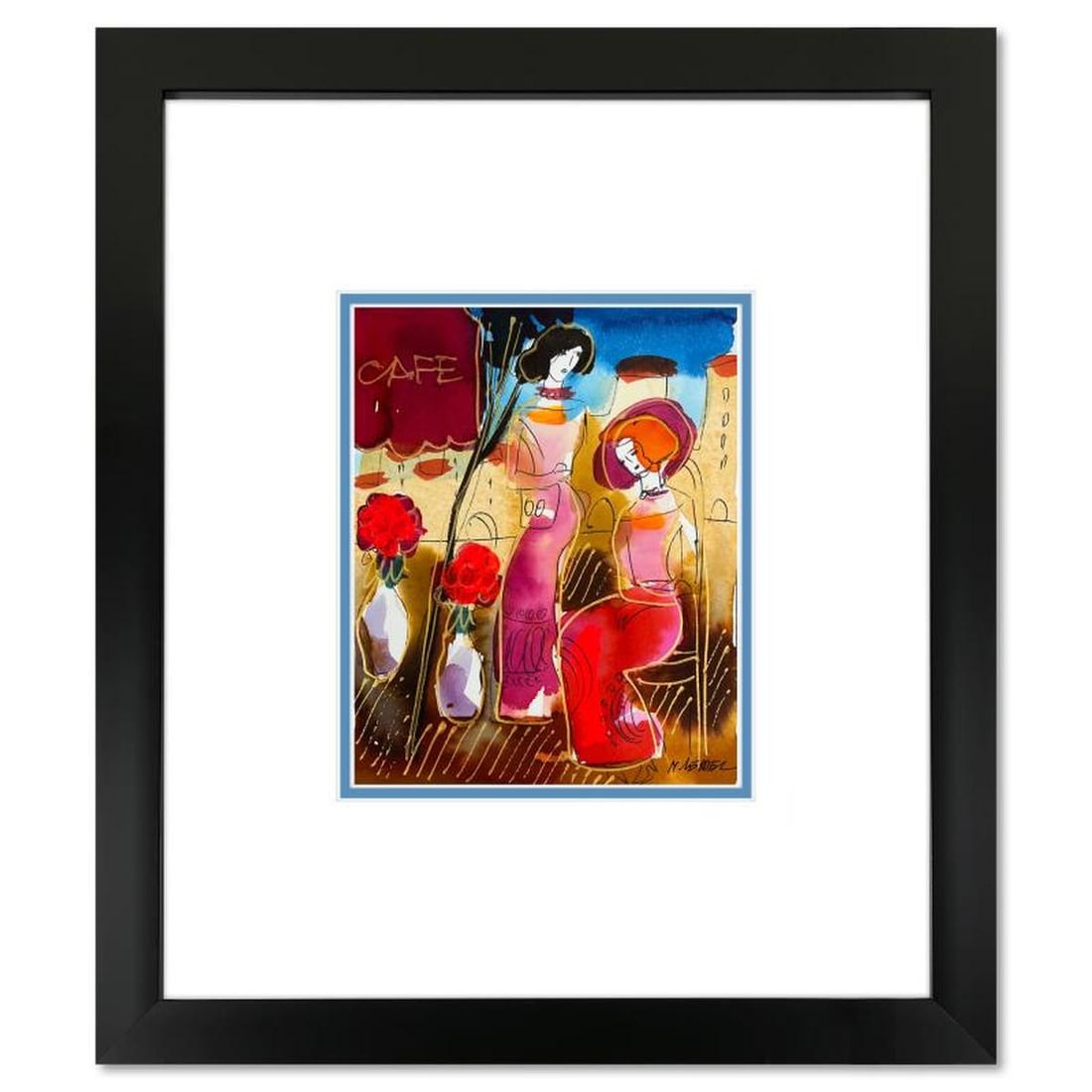 Moshe Leider, Framed Original Mixed Media Watercolor Painting, Hand Signed with Letter of: This is an original mixed media watercolor painting on paper by Moshe Leider. Hand signed by the artist, this piece comes custom framed and includes a Letter of Authenticity. Measures approximately 15