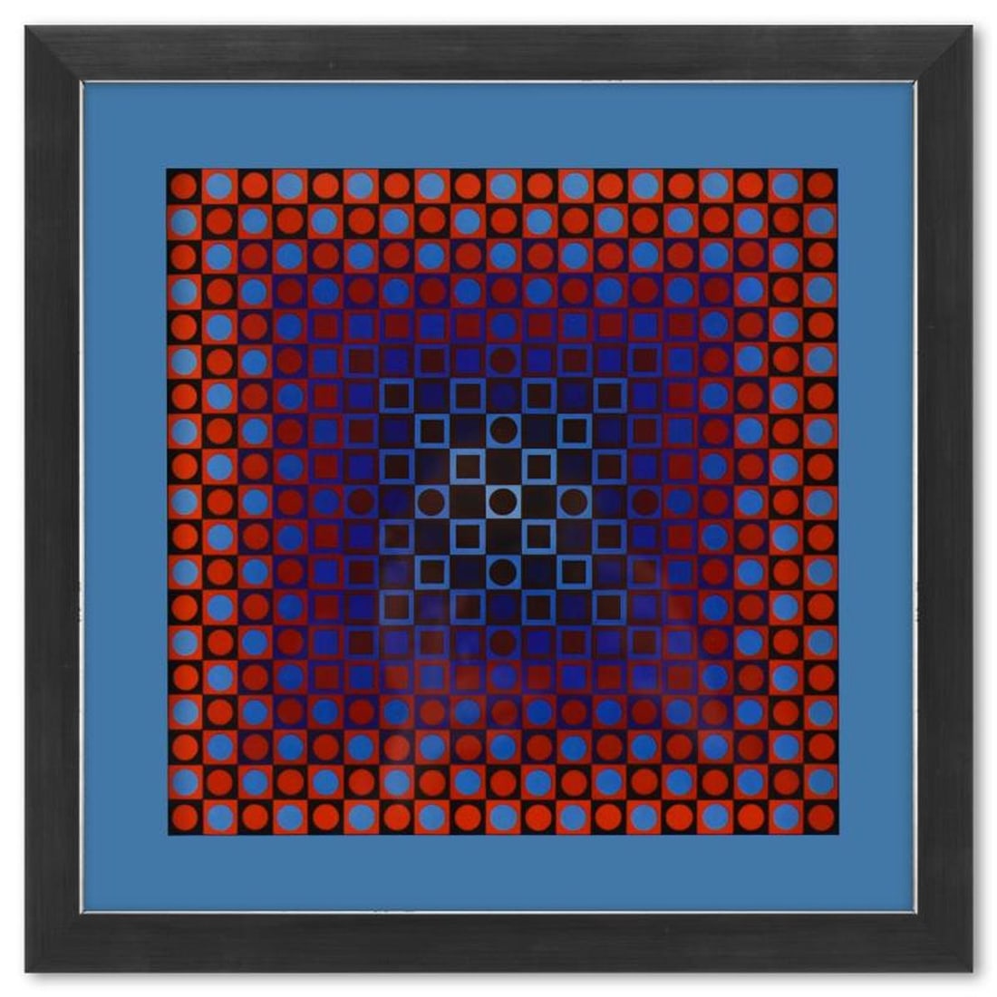 Victor Vasarely (1908-1997), "Alom (Blue/Red) de la série Folklore Planetaire" Framed 1971 (1 of 1)