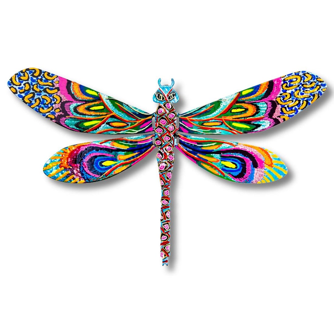 Patricia Govezensky- Original Painting on Cutout Steel "Dragonfly": Artist: Patricia Govezensky. Medium: Original Painting on Cutout Steel. Title: Dragonfly. Size: 7.5" x 12". Signature: Hand Signed by the artist. Certificate of Authenticity: From the publisher. Refer