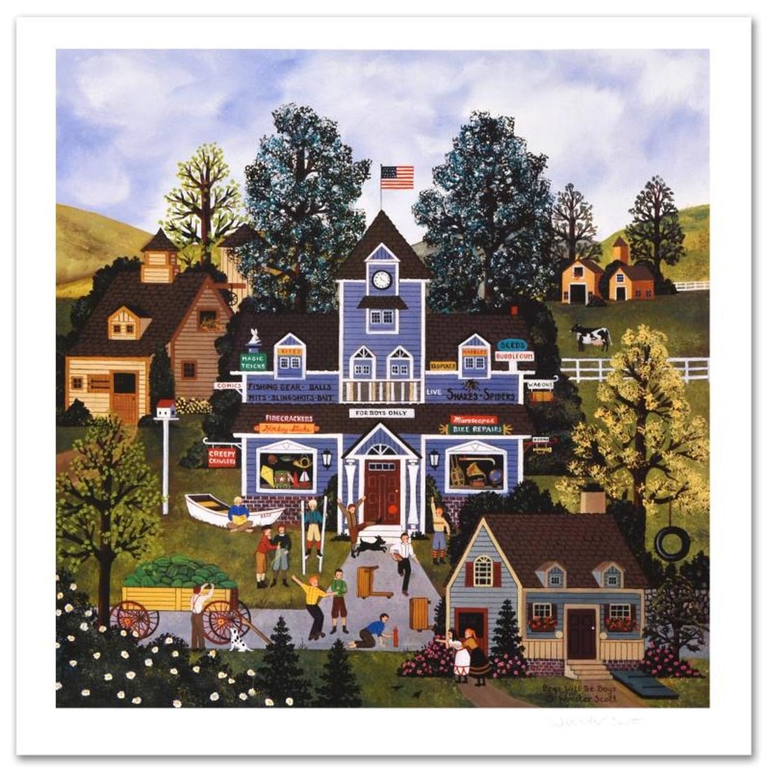 Jane Wooster Scott, "Boys Will Be Boys" Hand Signed Limited Edition Lithograph with Letter of (1 of 1)