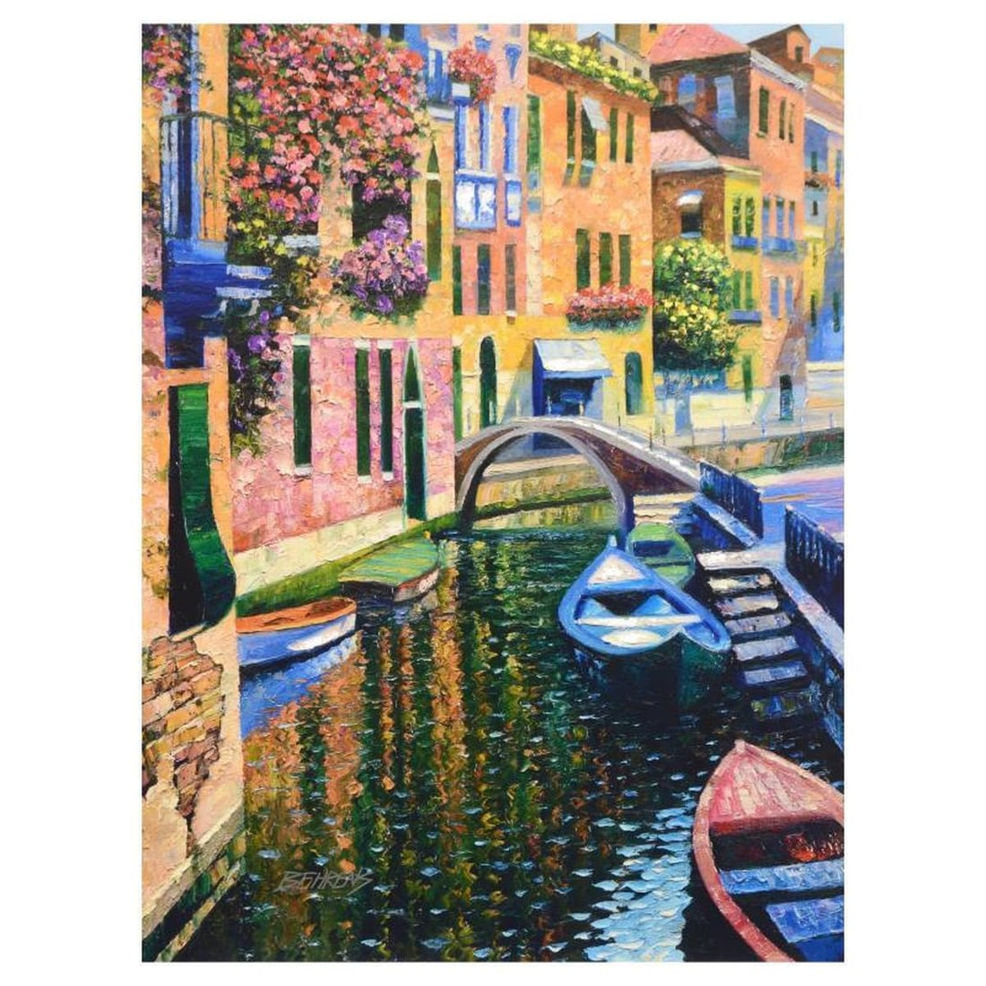 Howard Behrens (1933-2014), "Romantic Canal" Limited Edition on Canvas, Numbered and Signed with: Romantic Canal is a limited edition giclee on canvas by Howard Behrens (1933-2014), numbered and bearing the authorized signature of the artist. This piece is from Behrens' Legacy Edition. Includes Ce