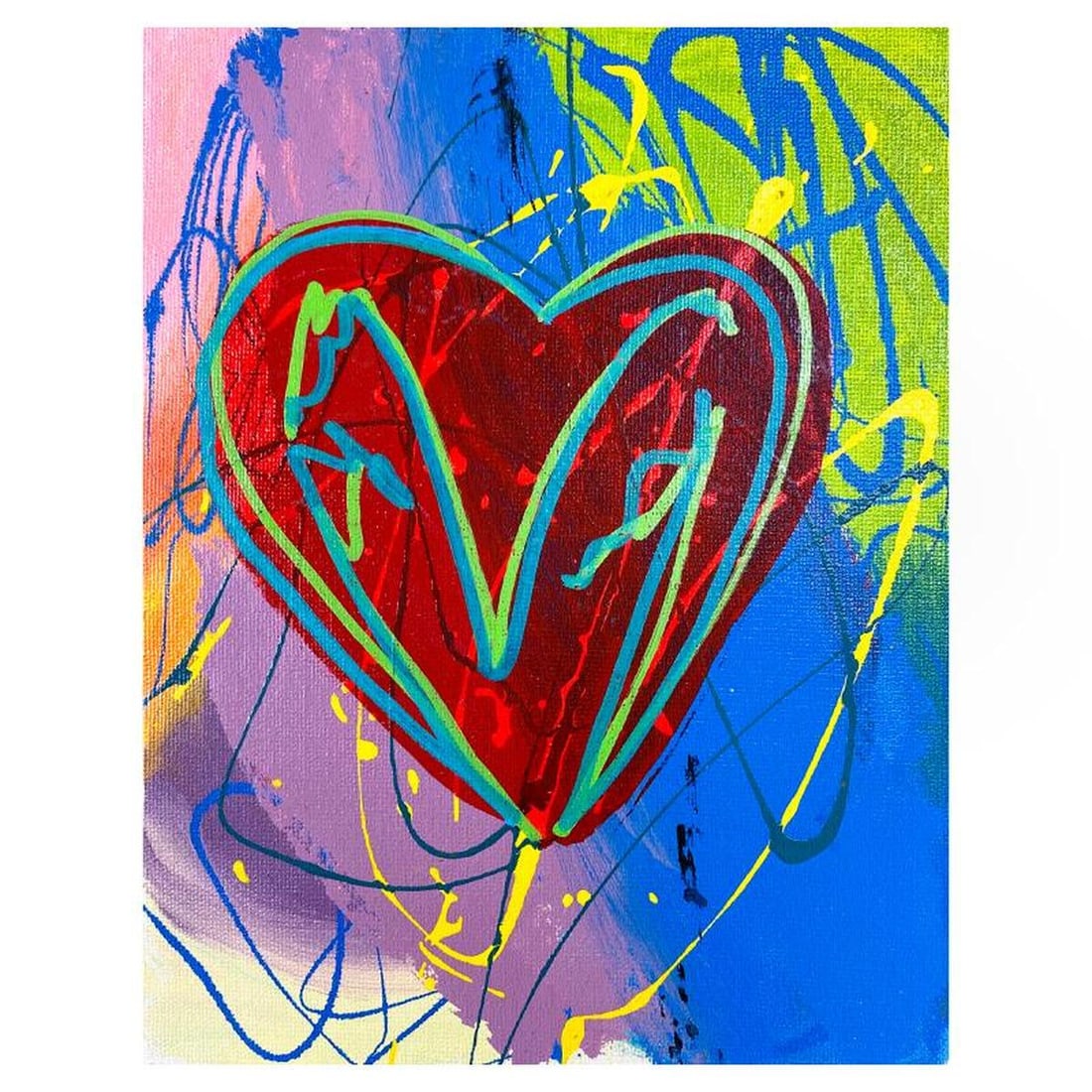 Steve Kaufman (1960-2010), "Heart" Hand Embellished Limited Edition Silkscreen Mixed Media on (1 of 2)