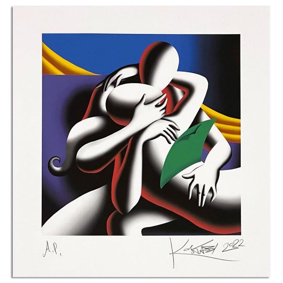 Mark Kostabi, "Transcending the Material" Hand Signed Limited Edition Giclee with Letter of (1 of 1)