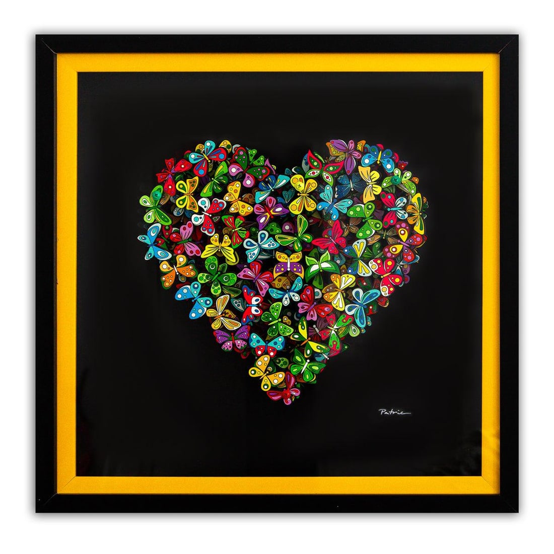 Patricia Govezensky- 3D Multilayered Woodcut "Love in Paradise": Artist: Patricia Govezensky. Medium: 3D Multilayered Woodcut. Title: Love in Paradise. Size: 12" x 12". Measures approx. 20" x 20" (framed). Signature: Hand Signed and numbered by the artist. Certific