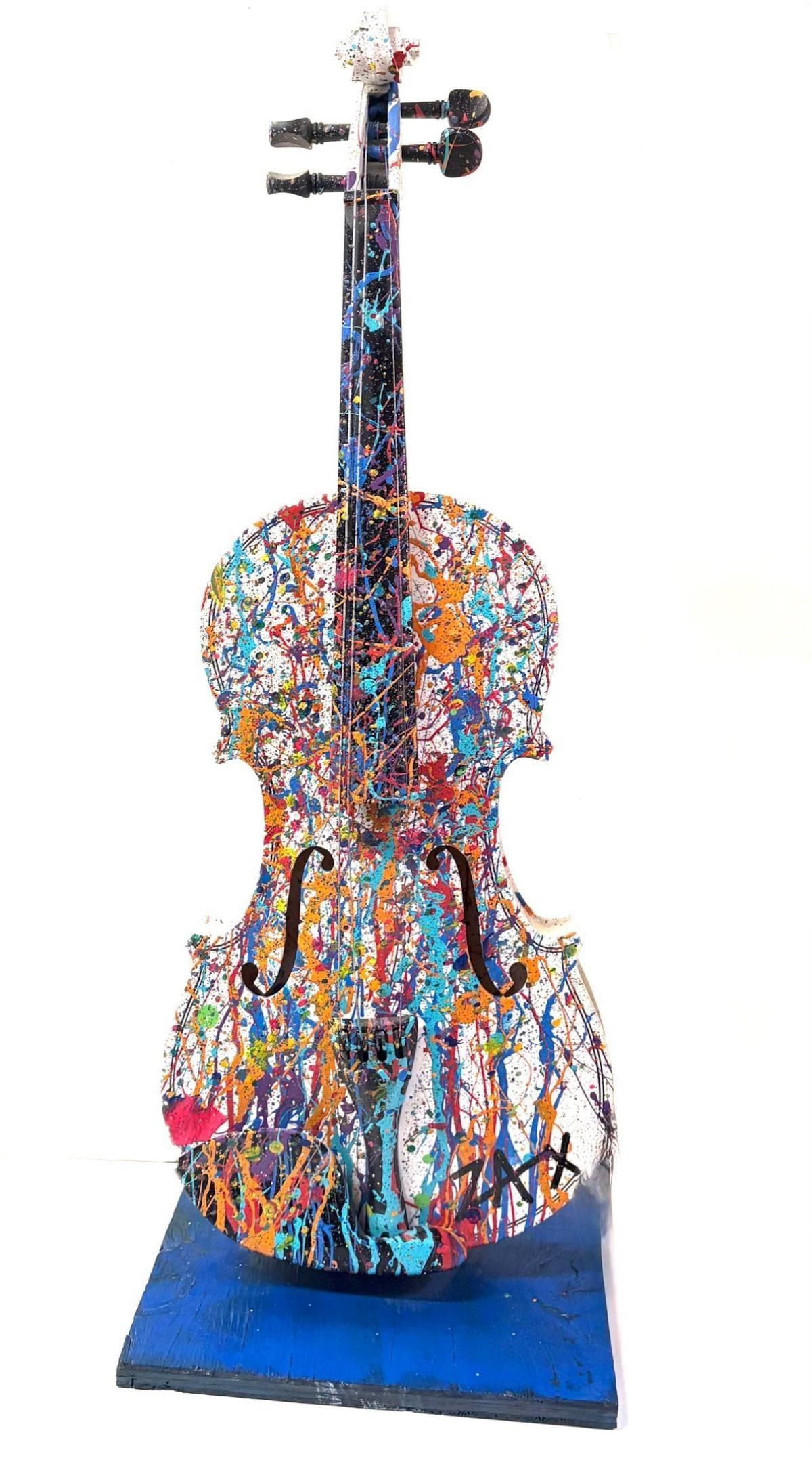 E.M. Zax- Original one of a kind hand painted violin sculpture: Artist: E.M. Zax. Medium: Original one of a kind hand painted violin sculpture. Measures approx. 29" x " (framed). Signature: Hand Signed. Reference#: 75897.
