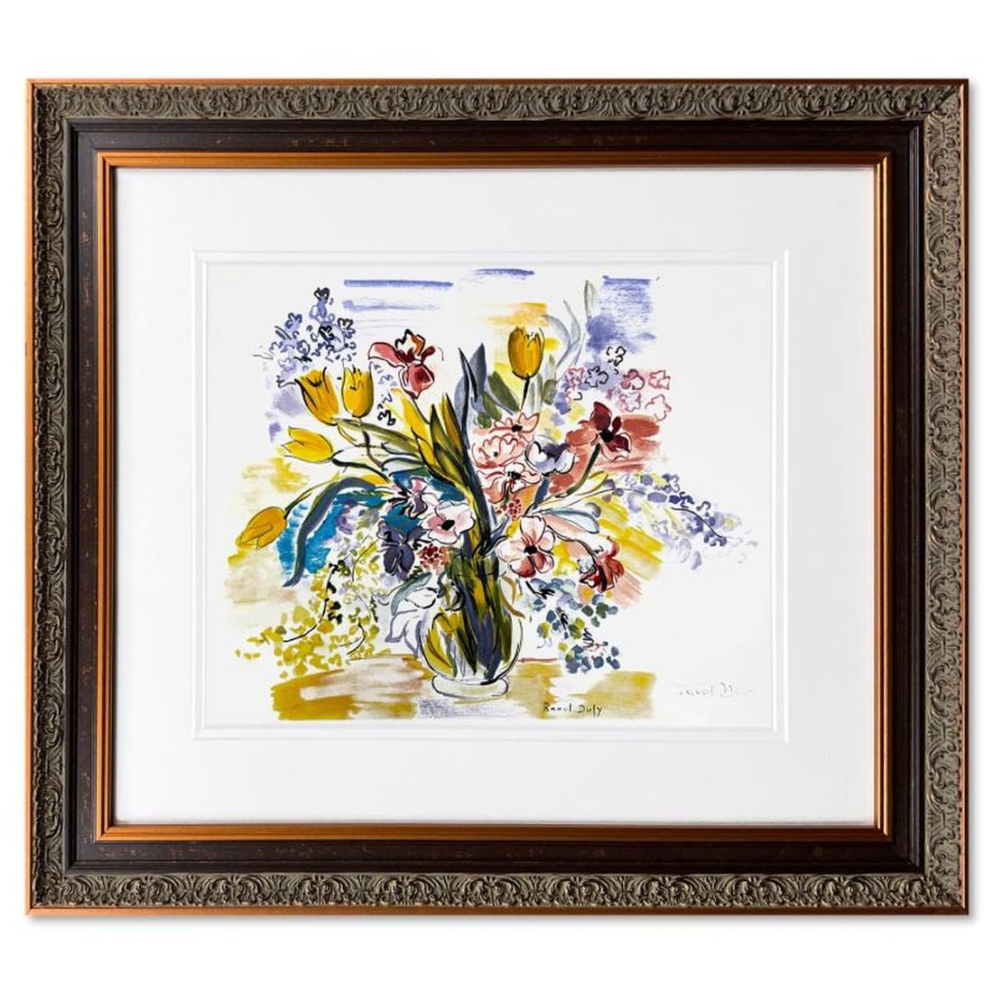 Raoul Dufy, "Bouquet De Fleurs Dans" Framed Limited Edition Lithograph with Certificate of (1 of 2)