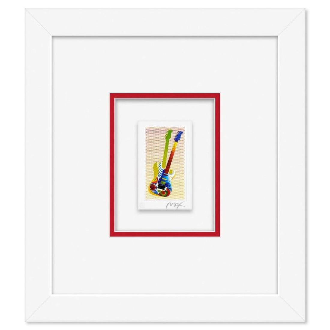 Peter Max, "Rock-N-Roll Guitar I" Framed Limited Edition Lithograph, Numbered and Hand Signed with (1 of 2)