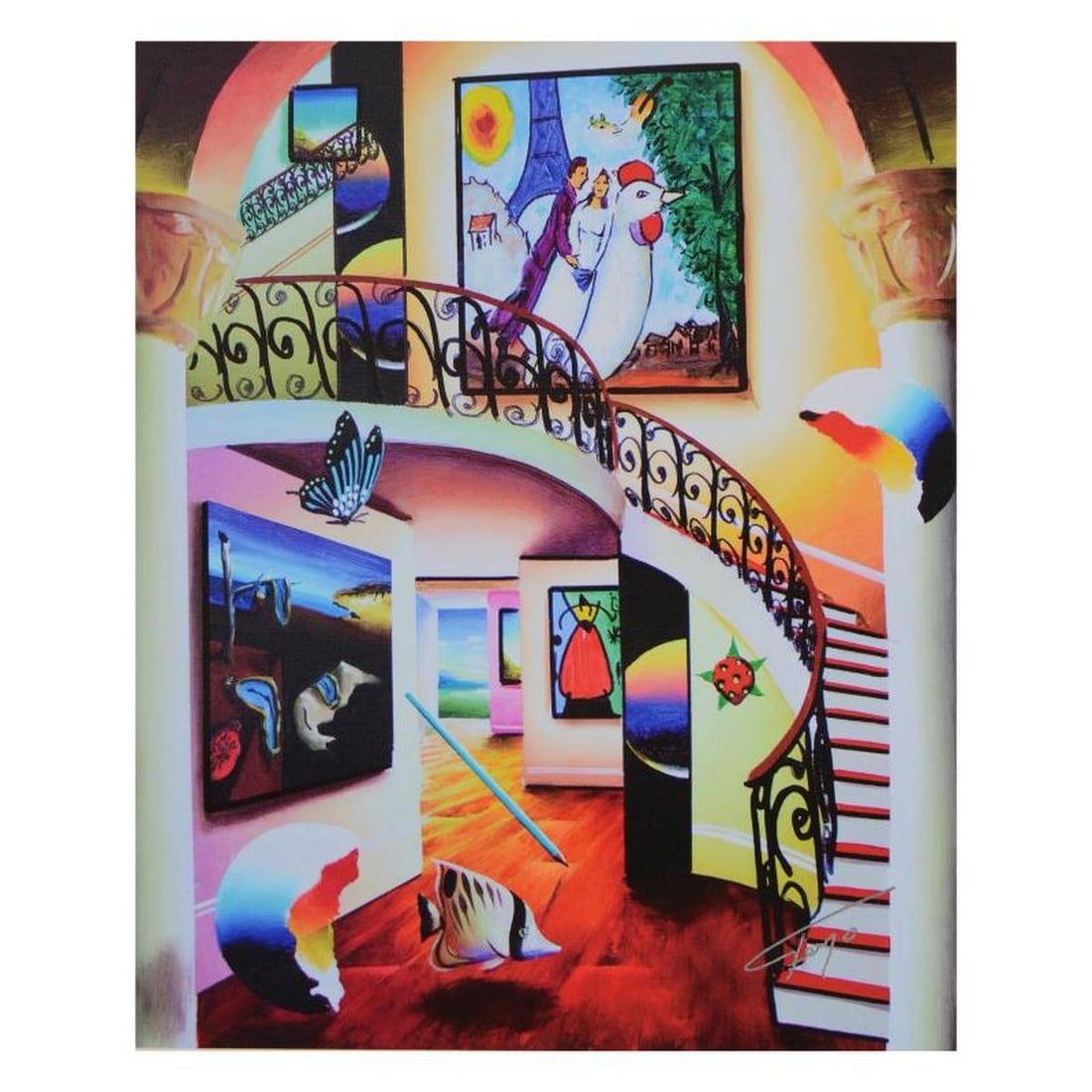 Ferjo, "Majestic Encounter" Limited Edition on Canvas, Numbered and Signed with Letter of: Majestic Encounter is a limited edition giclee on canvas, bearing Ferjo's authorized signature. Includes Letter of Authenticity. Measures approx. 10" x 12" (image). This item requires special handling