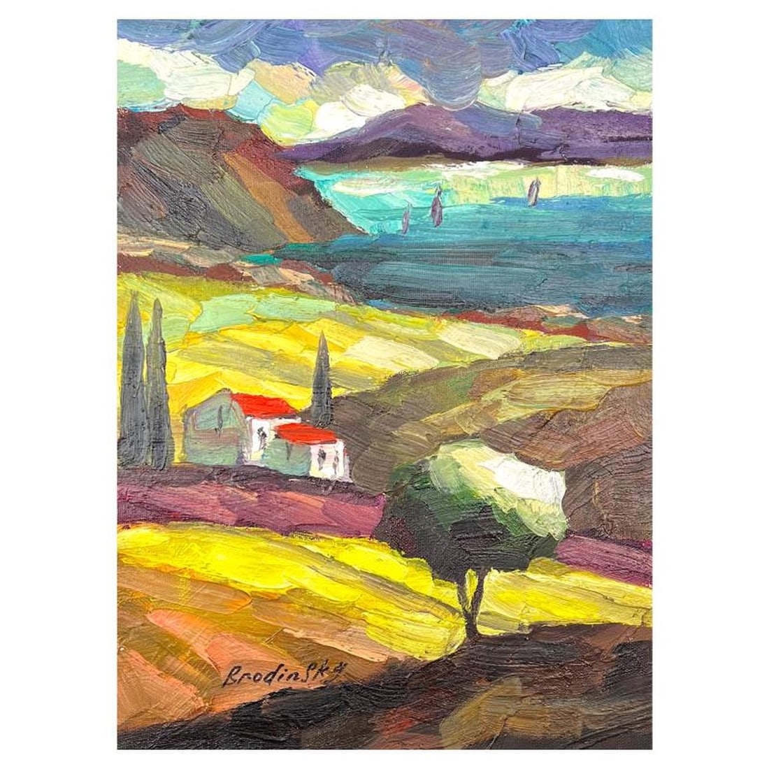 Slava Brodinsky Hand Signed Original Painting on Canvas with Letter of Authenticity.: This is an original painting oil on canvas by Slava Brodinsky. Hand signed by the artist, this piece comes with a letter of authenticity. Measures approximately 16" x 12" (image). Reference#: 74936.