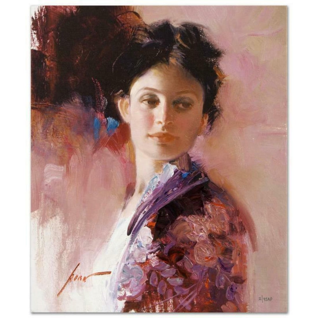 Pino (1939-2010), "Alice" Hand Embellished Limited Edition on Canvas, Numbered and Hand Signed with: Alice is a hand embellished limited edition giclee on canvas by Pino (1939-2010), numbered and hand signed. Includes Certificate of Authenticity. Measures approx. 16" x 20" (image). This piece is not 