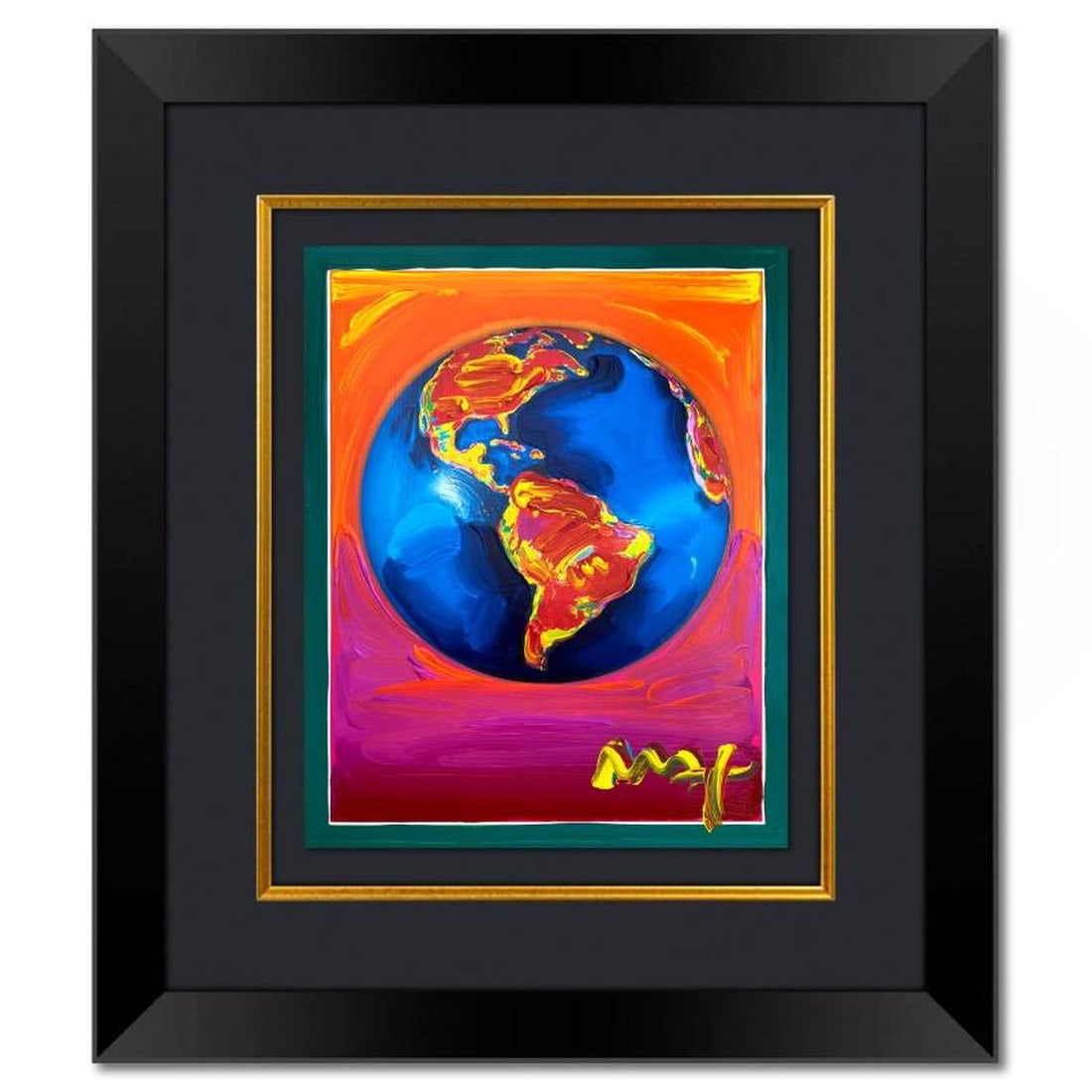 Peter Max, "Clinton Foundation" Framed One-of-a-Kind Mixed Media, Hand Signed with Registration (1 of 2)