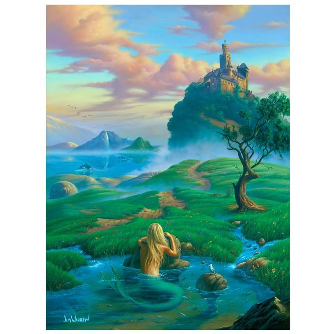 Jim Warren, "Dreams of a Mermaid" Hand Signed, Artist Embellished AP Limited Edition Giclee on (1 of 1)