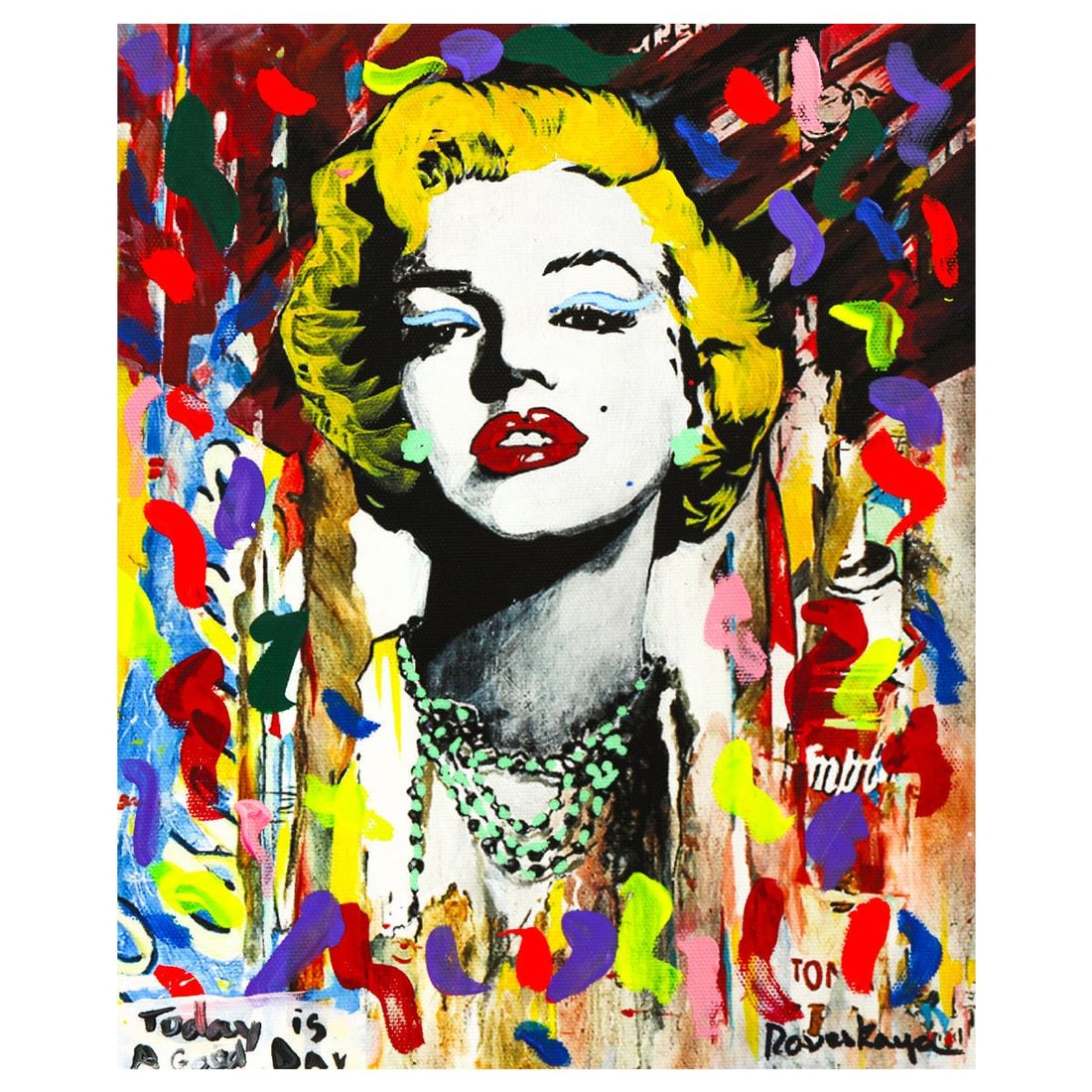 Nastya Rovenskaya- Mixed Media "Marilyn Monroe II": Artist: Nastya Rovenskaya. Medium: Mixed Media. Title: Marilyn Monroe II. Size: 10" x 8". Signature: Hand signed. Certificate of Authenticity: Is included. Reference#: 58287.