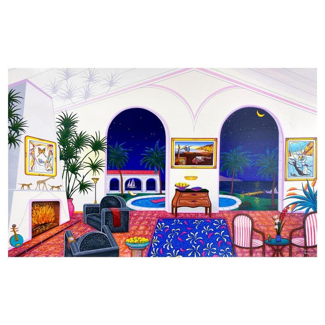 Fanch Ledan, "Interior with Salvador Dali" Limited Edition Serigraph on Canvas, AP Numbered Inverso (1 of 2)
