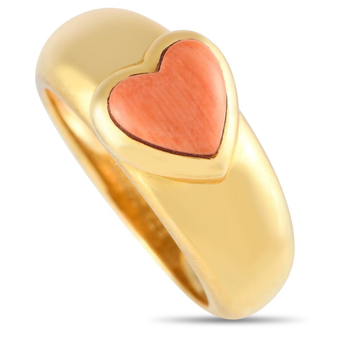 VAN CLEEF & ARPELS VINTAGE 18K YELLOW GOLD CORAL HEART RING (1 of 4)