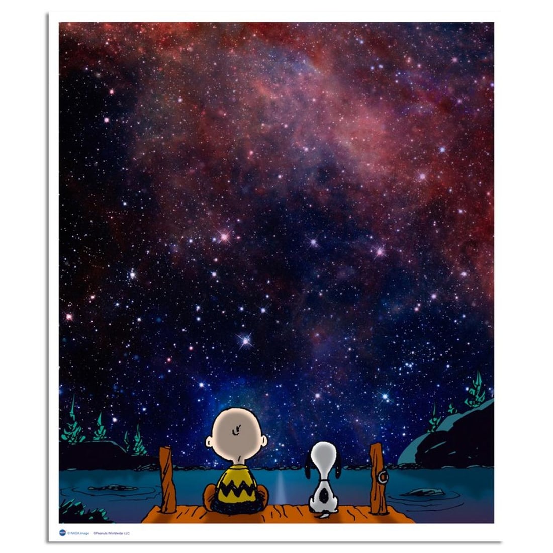 Peanuts, "The Night's Sky" Hand Numbered Limited Edition Fine Art Print with Certificate of: A vibrant and striking edition portraying the simple yet emotive art of Charles. M. Schulz, creator of PEANUTS . You'll love the color, it really POPS in person! It looks incredible on the wall and wi
