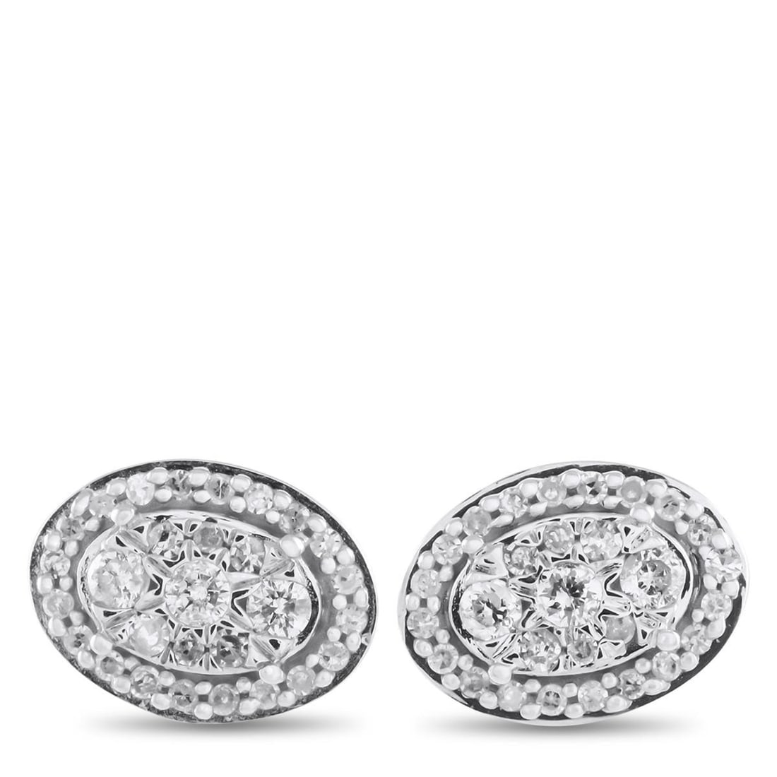10K WHITE GOLD 0.25CT DIAMOND EARRINGS: These earrings possess a timeless elegance that will never go out of style. Each one comes complete with an intricate oval-shaped 10K White Gold setting that measures 0.47 long by 0.35 wide. Diamonds