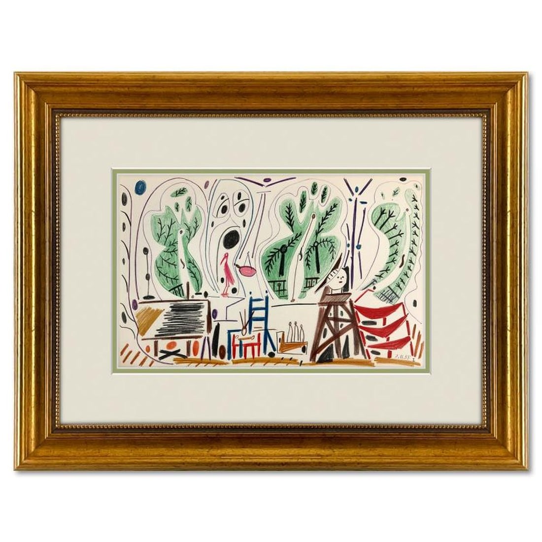 Pablo Picasso (1881-1973), "Carnet de Californie 8.11.55-I" Framed Vintage Lithograph on Paper with (1 of 2)