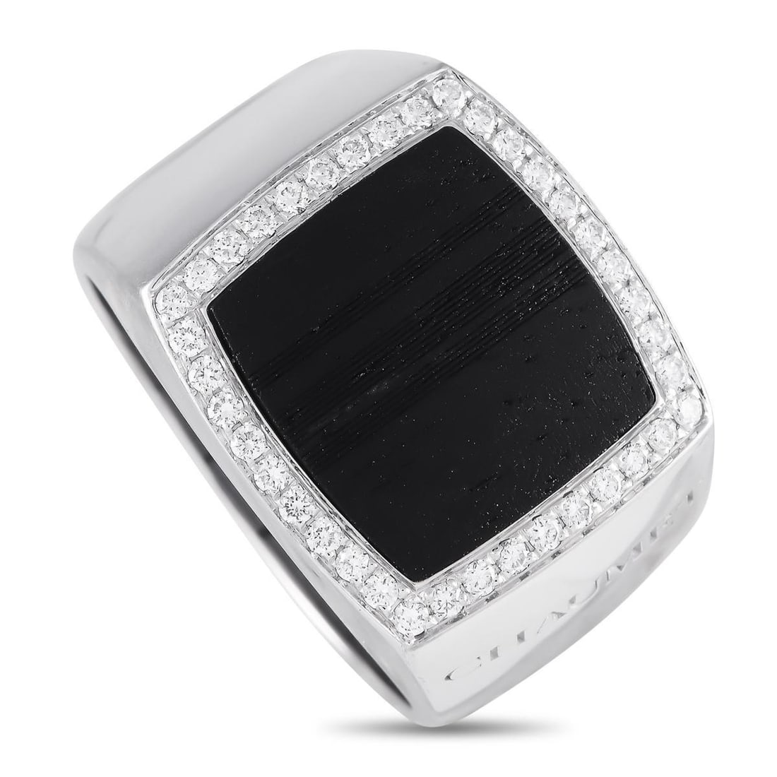 CHAUMET 18K WHITE GOLD 0.20CT DIAMOND AND WOOD RING (1 of 4)