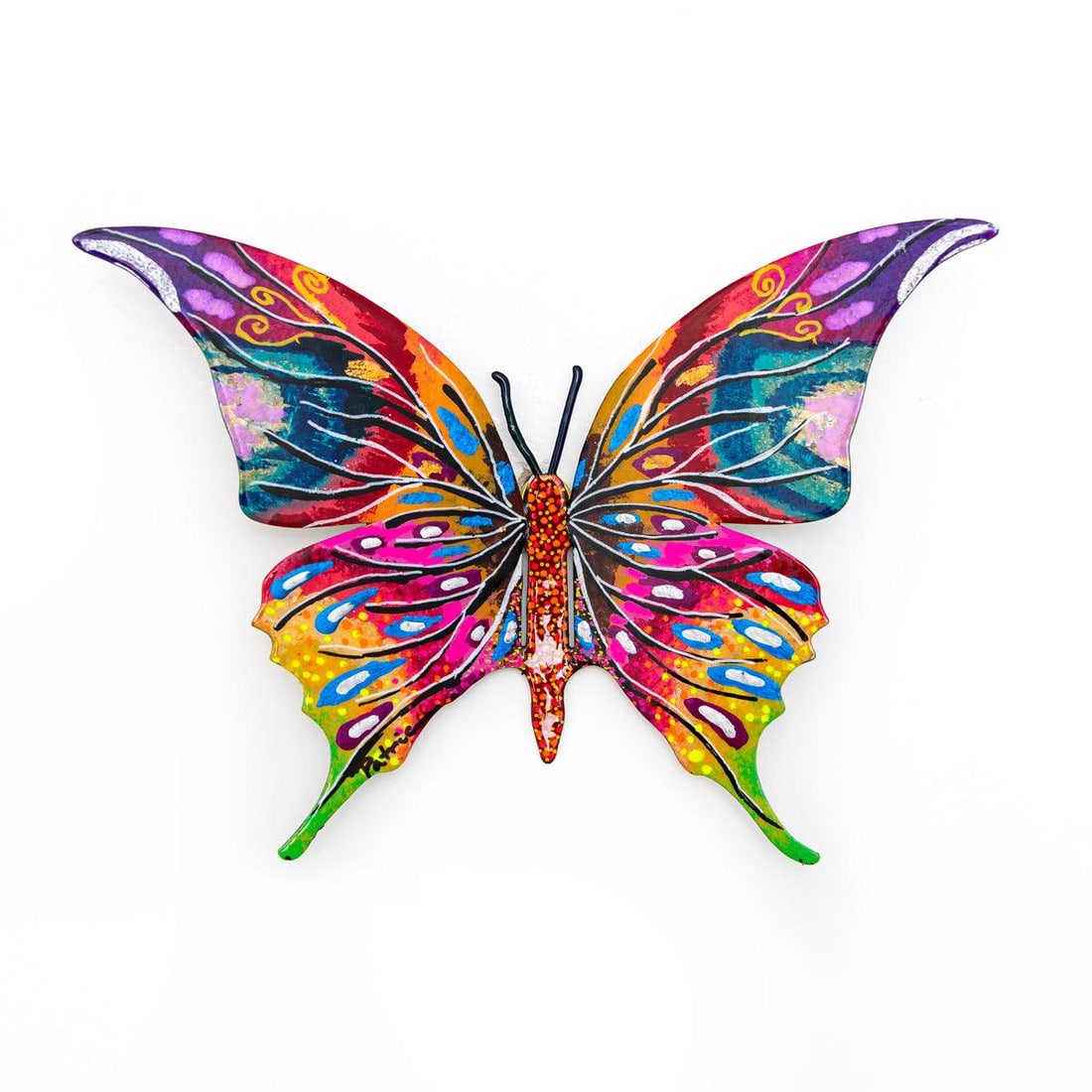 Patricia Govezensky- Original Painting on Cutout Steel "Butterfly ": Artist: Patricia Govezensky. Medium: Original Painting on Cutout Steel. Title: Butterfly . Size: 5" x 8". Signature: Hand Signed by the artist. Certificate of Authenticity: From the publisher. Referen