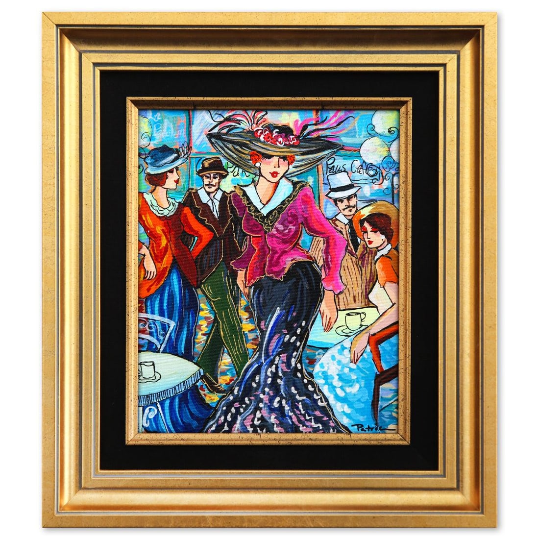 Patricia Govezensky- Original Acrylic on Canvas "Elegant night": Artist: Patricia Govezensky. Medium: Original Acrylic on Canvas. Title: Elegant night. Size: 10" x 8". Measures approx. 15" x 13" (framed). Signature: Hand signed. Certificate of Authenticity: Is incl