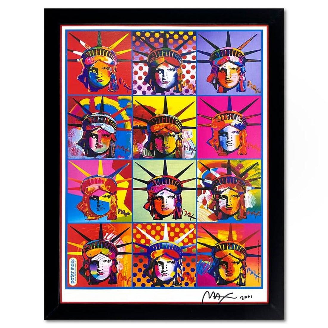 Peter Max, "9-11 Liberty & Justice for All" Framed Hand Signed Offset Lithograph with Letter of (1 of 2)