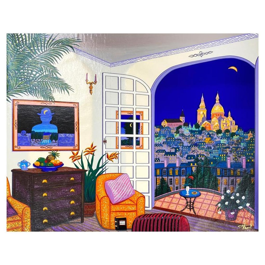 Fanch Ledan, "Interior with Magritte" Limited Edition Serigraph on Canvas, AP Numbered Inverso and (1 of 2)