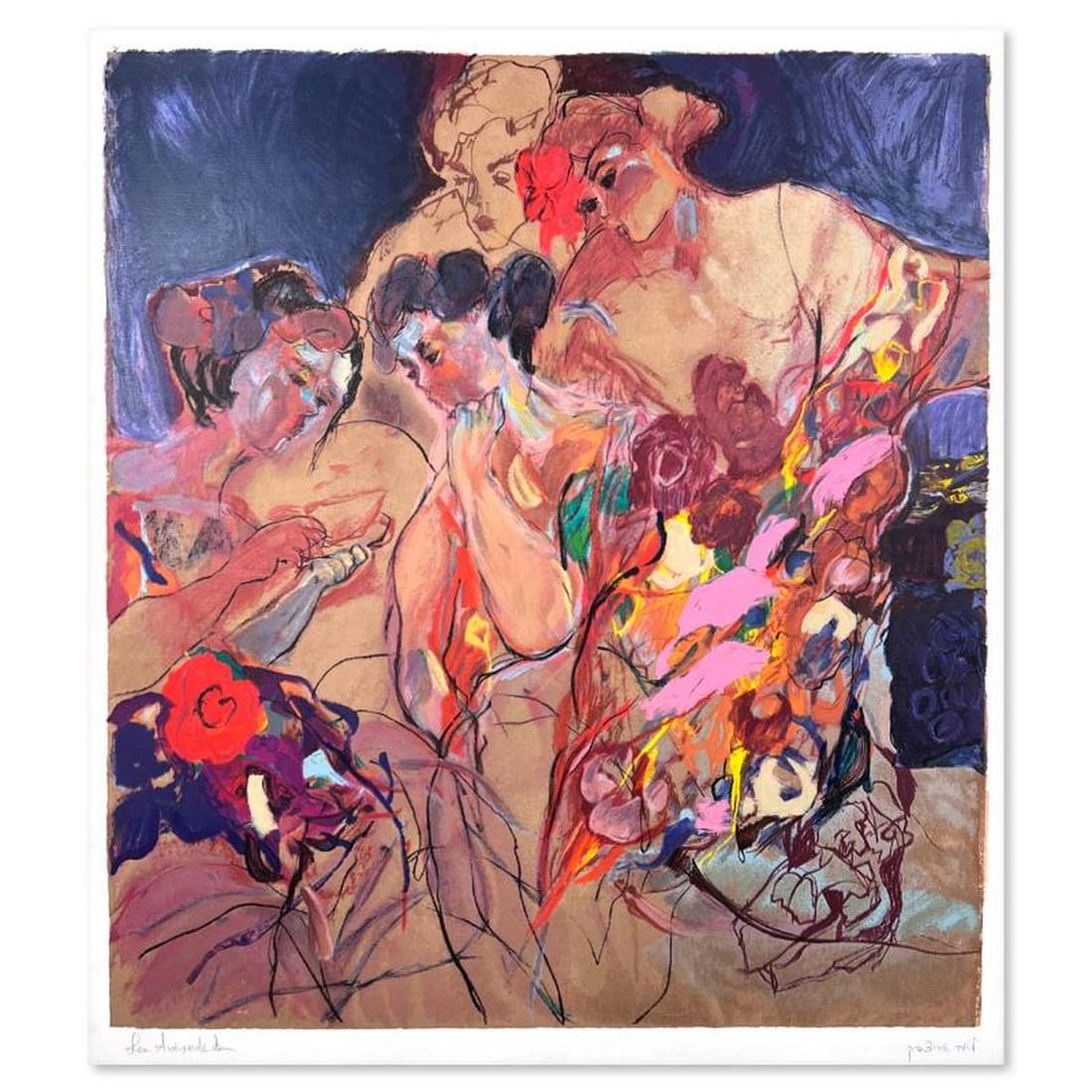 Lea Avizedek, Hand Signed, Numbered Limited Edition with Letter of Authenticity.: This is a limited edition on paper by Lea Avizedek. The piece comes hand signed by the artist, numbered, and with a letter of authenticity. Measures approximately 31.5" x 27.5". Reference#: 76051.