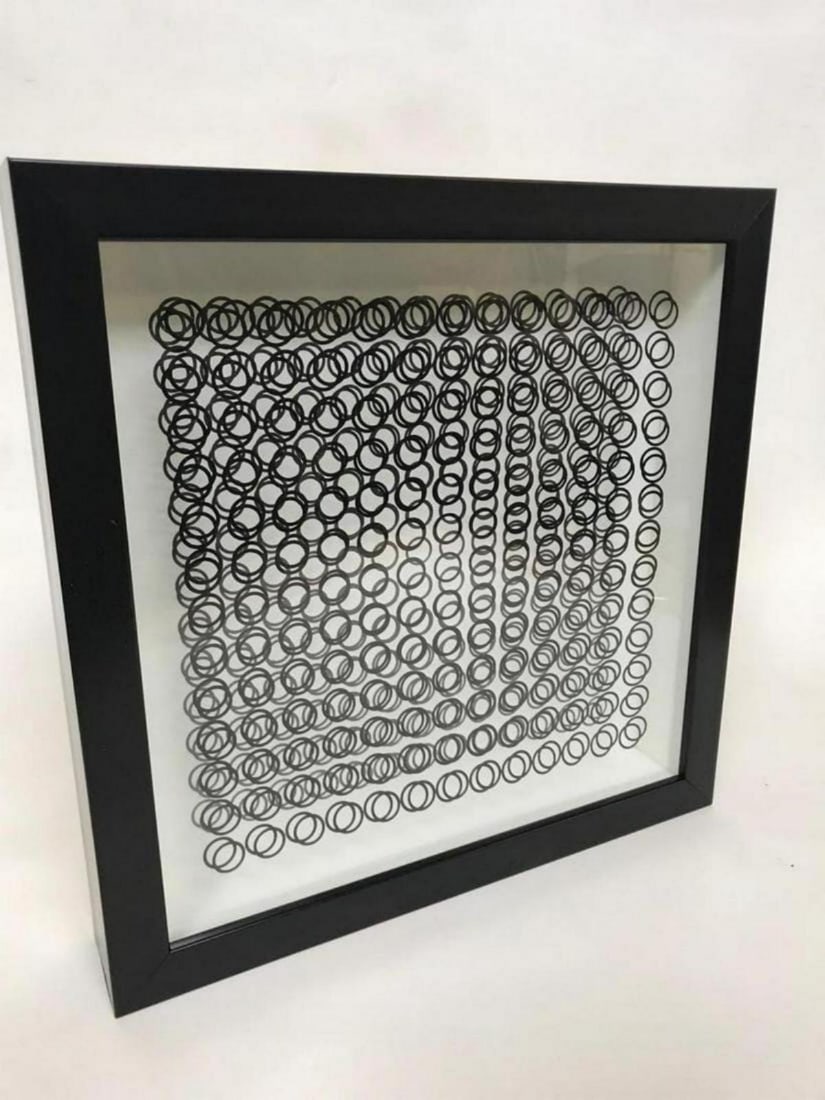 Victor Vasarely- 3D Wall Sculpture/object "Cinetiques": Artist: Victor Vasarely. Medium: 3D Wall Sculpture/object. Title: Cinetiques. Size: 11" x 10". Measures approx. 13" x 11" (framed). Certificate of Authenticity: Is included. Additional: Measures 11x13