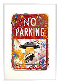 E.M. Zax- Hand painted metal street sign "No parking" (1 of 2)