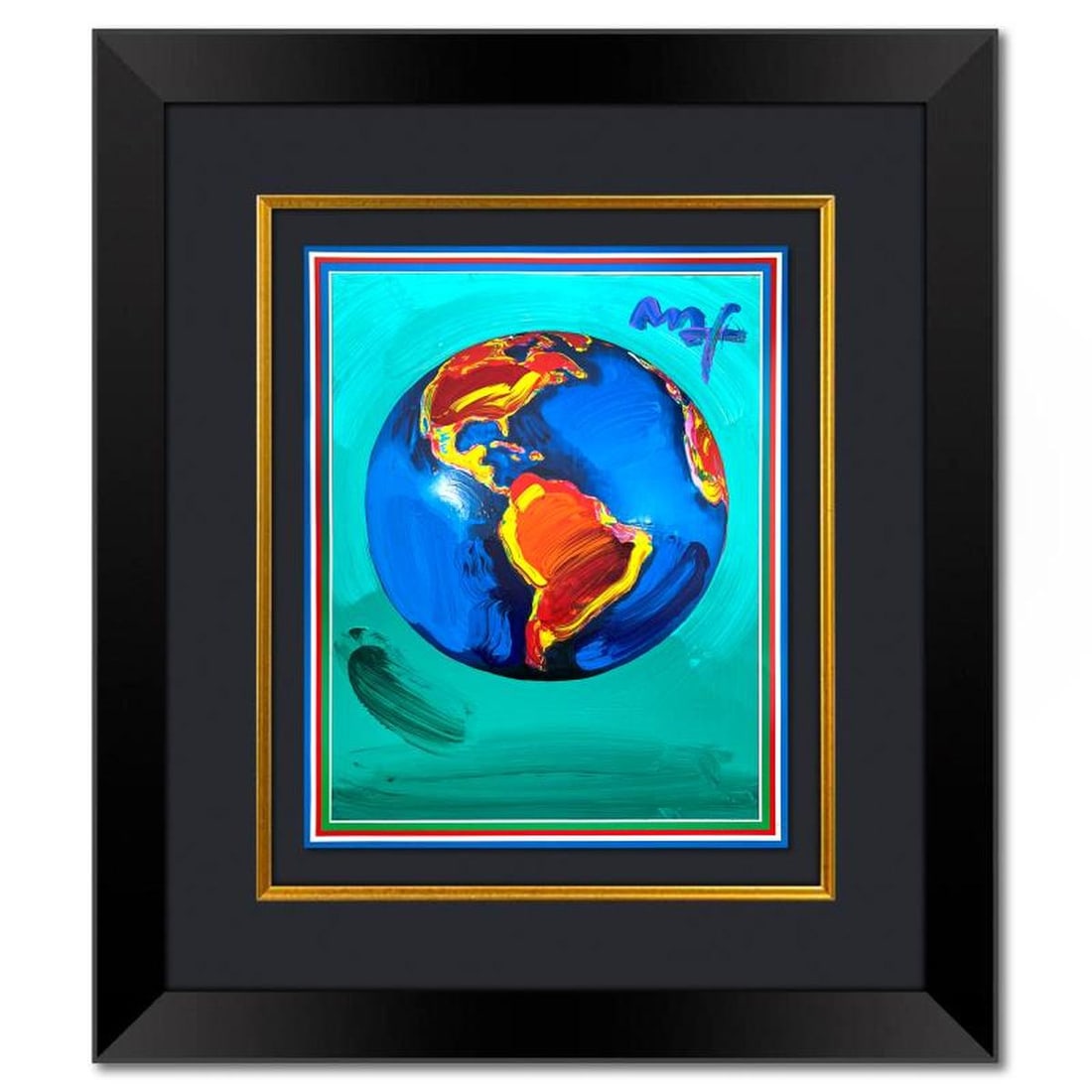 Peter Max, "Clinton Foundation" Framed One-of-a-Kind Mixed Media, Hand Signed with Registration (1 of 2)