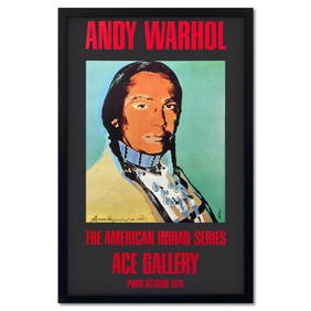Andy Warhol (1928-1987), "The American Indian Series (Black)" Framed Vintage Poster (51" x 33") f... (1 of 2)