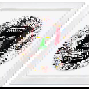 Jean-Michel Basquiat (1960-1988), "Glenn 1984" Framed Limoges Porcelain Plate.: Glenn 1984 is a Limoges porcelain plate bearing the plate signature inverso of Jean-Michel Basquiat (1960-1988). This plate is custom framed and floated on linen. Measures approx. 16" x 16" (frame), 1